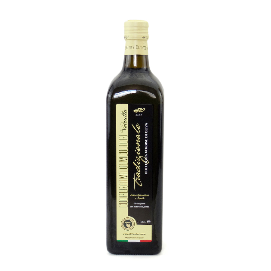 Bottiglia 1 Litro Olio EVO TRADIZIONALE Prima Spremitura a Freddo